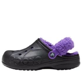 Baya Lined Fuzz Strap Clogs “Black Purple”