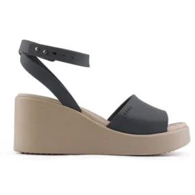 Brooklyn Ankle Strap Wedge Sandals “Black Beige”