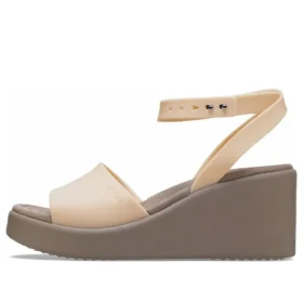 Brooklyn Ankle Strap Wedge Sandals “Cream White Brown”