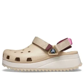 Classic Hiker Clogs “Beige White Red”