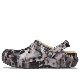 Classic Lined Bleach Dye Clogs “Black White Beige”