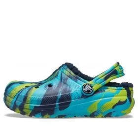 Classic Lined Marbled Clogs “Blue Tie Dye”
