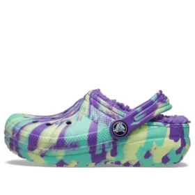 Classic Lined Marbled Clogs “Neon Purple Multi”