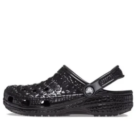 Classic Metallic Crocskin Clogs “Black”