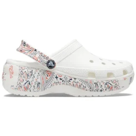 Classic Platform Americana Paisley Clogs “White”