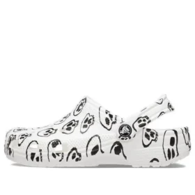 Classic Skull Print Clogs “White Black”