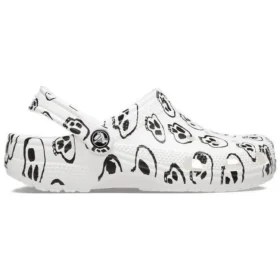 Classic Skull Print Clogs “White Black”