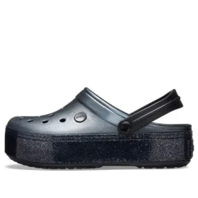 Crocband Platform Metallic Clogs “Black”