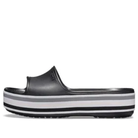 Crocband Platform Slides “Black Grey White”