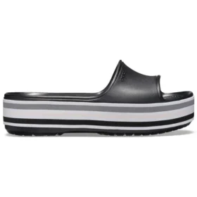 Crocband Platform Slides “Black Grey White”