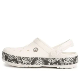 Crocband Snake Print Clogs “White Black”