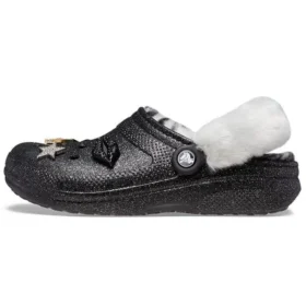 Disco Classic Lined Disco Glitter Clogs “Black White”