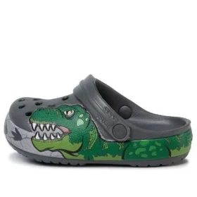 Fun Lab Dino Band Lights Clogs “Grey Green”