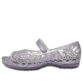 Isabella Glitter Peep Toe Sandals “Silver”