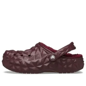 Lined Geometric Clogs “Dark Cherry”