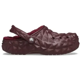 Lined Geometric Clogs “Dark Cherry”