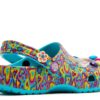 Lisa Frank x Classic Clog Kids ‘Digital Aqua Multi Hearts’