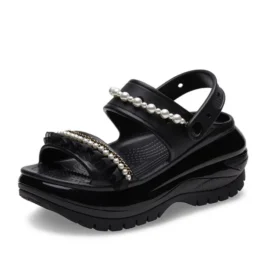 Mega Crush Pearl Ruffle Sandal “Black”